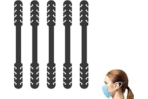 Miesherk 5 estensori per maschere, regolabili, anti-serraggio, fascia di supporto per la protezione dell'orecchio, con gancio antiscivolo in silicone (nero)