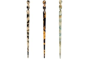 Yunmoxiao 3Pcs Hair Sticks for Long Hair,7 Inch Acetate Pins Retro Simplicity Vintage Chopstick Leopard Print Women and Girls Bun Hairstyles Decorative Holder, Multicolor, 3 Count (Pack of 1)