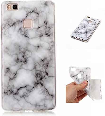 Huawei P9 Lite, Wnakaol Ultra Slim Shockproof Gel Case Marble Pattern - Soft Rubber Silicone Skin Cover (Huawei P9 Lite, Grey)