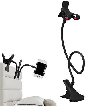 Support Pliable Pour Téléphone Et Tablette - Aluminium Et Silicone, Antidérapant, Inclinaison Réglable, Pour Bureau Ou Table De Chevet