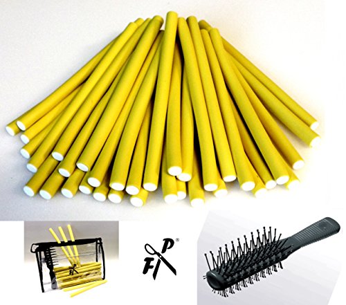 Papilotten - Flex-Wickler Set 35 Stck. + Kosmetiktasche - 10 mm gelb