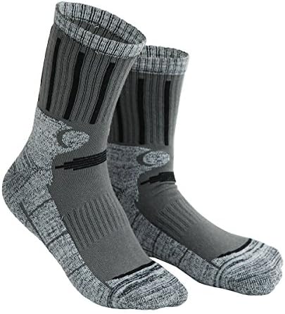 Men's 2 Pairs of Hiking Socks Thermal Socks Ski Socks, Suitable for Winter Outdoor Work, Travel, Camping, Hockey &amp; Ski Wear - Thickened Sole Cushion Support (L, Grey,Black(2pairs))