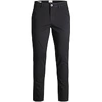 JACK & JONES Chinobroek voor heren, slimfit - chinobroek voor mannen van gerecycled polyester - klassieke performance broek met stretch, mid rise, omslagzoom, asphalt, 34W / 32L