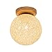 Produktbild YJH+ Hanf Ball Licht Deckenleuchten, Wohnzimmer Beleuchtung Kinderzimmer Deckenleuchte Balkon Korridor Gang Lampen und Laternen Einfache kreative bunte E27 * 1 Rattan Massivholz 21 * 12cm Schön und großzügig ( Farbe : Beige )