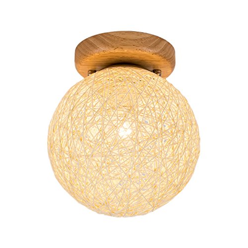 Preisvergleich Produktbild YJH+ Hanf Ball Licht Deckenleuchten, Wohnzimmer Beleuchtung Kinderzimmer Deckenleuchte Balkon Korridor Gang Lampen und Laternen Einfache kreative bunte E27 * 1 Rattan Massivholz 21 * 12cm Schön und großzügig ( Farbe : Beige )