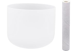 LUNICASHA Quarzkristall Klangschale, 8 Zoll Klangschale Kristall, Kristallklangschalen Set, Quarz Kristall Chakra Schüssel für Meditation Gebetsentspannung, F Note