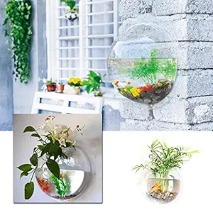 Ubersweet? Imported Hanging Wall Mounted Fish Bowl Goldfish Tanks Acrylic Hanging Aquariums Flowerpot Flower fo and Office Use One Size Type 2_159676