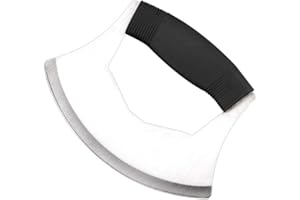 KYLEWO Pizzamesser- Wiegemesser -Pizzaschneider- Sharp Rocker Slicer Lame en Acier Inoxydable de Haute qualité comme Hachoir à légumes Mezzaluna Chef Knife avec Couvercle de Protection