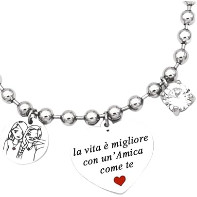 Bracciale per la maestra con cuore incatenato in acciaio inox