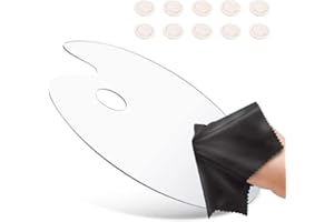 ‎HONGECB HONGECB Oval Art Palette, Malpalette Klare Acryl, Malpalette Ölfarben, mit Daumenloch, für DIY Kunst, Handwerk und Malerei, Mit 10Pcs Fingerschutz Latex & Putztuch, 20 x 30 cm