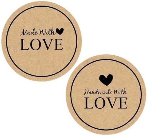 Kraft Made With Love Stickers x 12 *Craft* *Cards* *Weddings*