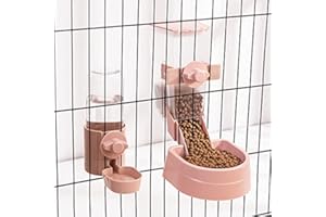 LEIYAFENMO Mangeoire à Eau pour Lapin, Distributeur d'eau Suspendu pour Cage pour Animaux de Compagnie, Bol de Bouteille d'eau Automatique Suspendu pour Petit Animal pour Chat Lapin (Pink)