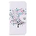 Produktbild LG Q8 Hülle, Hozor Flip Case Lederhülle Wallet Ledertasche Klappetui Brieftasche Schutzhülle mit Magnetverschluss Kartenfächer Standfunktion - Blumen Baum