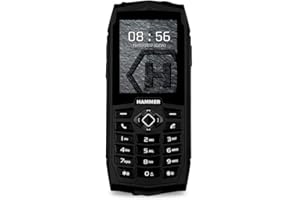 HAMMER H HAMMER 3 Téléphone résistant à Boutons, 2.4", Grande Batterie de 2000 mAh, Téléphone Portable Étanche IP68 Antichoc, Lampe de Poche LED, Caméra 2MP, Radio FM, MP3, Double SIM - Noir