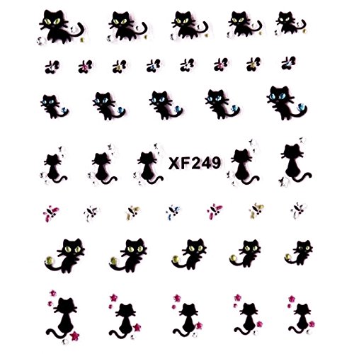 TOOGOO(R)1 pc Nail Art Stickers Nail Design Decoration Diamond Butterfly Cat (XF-249)