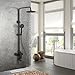 Produktbild MMYNL Badarmaturen thermostatische Dusche Set Badewanne & Dusche Systeme Schwarz Matt Farbe Kupfer Drei Funktion an der Wand montierten Düse + Dusche Set Duscharmaturen