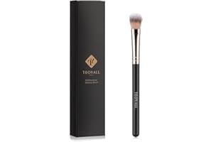 TEOYALL Highlighter Brush, Small Plush Fluflly Synthetic Bristles Tapered Under Eye Setting Brush for Bronzer Cheek with Loose Powder