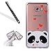Produktbild Galaxy A5 2017 Silikon Handy Hülle,Leeook Elegant Retro Luxus Schön Funny Cute Lovely Panda Rot Liebe Herz Crystal Soft Clear Case Electroplate Plating Silber Frame Scratch-Resistant Bumper Soft Rückseite Cover Tasche Ultradünne Galvanisiergeräte Weicher Gel TPU Tasche Schutzhülle Hülle Tasche für Samsung Galaxy A5 2017 + 1 x Schwarz Eingabestift-Panda Red Love Heart