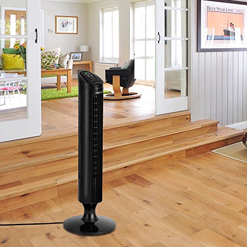 Monzana® Turmventilator 90° Rotation mit Fernbedienung 3 Stufen 84cm Timerfunktion schwarz – Säulenventilator Standventilator Luftkühler Ventilator - 2