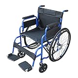 Pandamoto Wheelchair Puncture Resistant Self Propel Folding Portable Propelled Wheel chair With a Free Pump (S1 Blue)