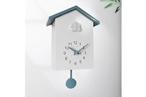 Kamanan Zegar ścienny z kukułką, nowoczesny zegar z kukułką z wahadłem, zegar kukułki z głosem ptaka, zegar z kukułką z funkcją nocnego odpoczynku, zegar wahadłowy do domu, salonu, kuchni, biura