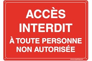 AUA SIGNALETIQUE - Panneau Signalétique en PVC Rigide et Compacte 1.5 mm. (170 x 121 mm, Accès Interdit)