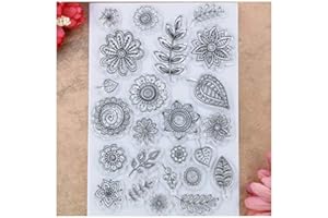 Kwan Crafts Timbri trasparenti con fiori e foglie per la creazione di biglietti, decorazioni e scrapbooking fai da te