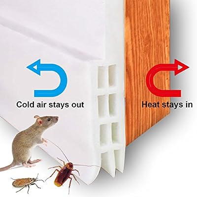 SEEKOOL Bas de Porte Anti Bruit Bande d'Etanchéité en Silicone Souple, SeeKool Adhésif Imperméable à l'Eau Isolement du Bruit du Passage d'Air Anti Souris Cafard pour les fissures et les espaces – Blanc