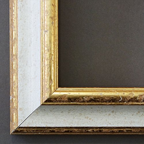Spiegel Wandspiegel - Genua Weiß Gold 4,3 - Über 14000 Größen im Angebot zur Auswahl - hier: 50 x 40 cm - Maßanfertigung