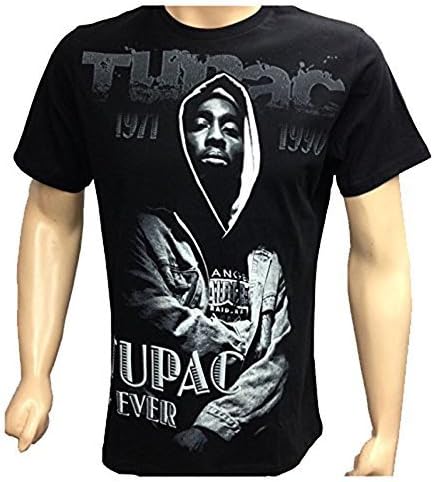 Time Is Money 2 Pac Print Mens T Shirts, Urban Street Dance Bling Hip Hop Designer Retro Tees Rap Black (Large)