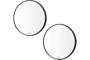 guangyuan 2 Pieces Eyebrow Magnifying Mirror 15X 10X Makeup Mirror Small Mini Travel Mirror with Suction Cups for Makeup Eyebrow Tweezing Makeup Magnifier