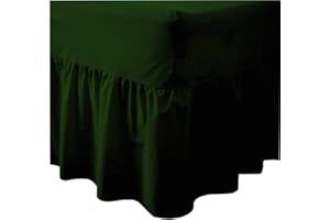 BEDWAY – 68 Pick Polycotton – VALANCE SHEET – 20cm (8”) BOX + 35cm (14”) FRILL - Plain Dyed Polycotton Fitted Valance Sheets Machine Washable (Double, Dark Green)