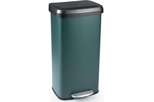 TANGZON 50L/68L Recycling Pedal Bin, Stainless Steel Kitchen Bin with Soft Close Lid, Handle & Non-Slip Base, Fingerprint-Proof Waste Separation Trash Can (68L, with Deodorant Box, Silver)