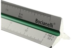 BOCIANELLI 30 cm Scalimetro in Alluminio Righello Triangolare Professionale 1:10 1:20 1:25 1:30 1:40 1:50 1:100 1:200 1:250 1:300 1:400 1:500 Disegno Tecnico Architettura Ingegneria