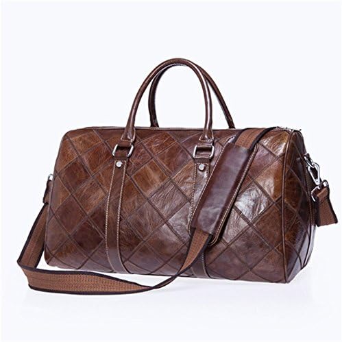 idjnxjslok Men Travel Bag for Luggage Men Genuine Leather Duffle Bag Suitcase Carry on Luggage Bags Big Weekend Bags Travel,coffee