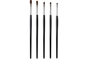 RTINLE 5 Stück Professionelle Nagel Pinsel,Nageldesign Pinsel Nail art Pinsel Set,Nägel Pinsel UV-Gel Pinselset,Acryl Nagel Kunst Pinsel,Pinsel Nailart Nagelzubehör für DIY Nail Art Design,Schwarz