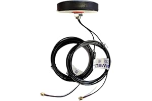 Maswell 4G 2X2 MIMO Antenna SMA, Cellular 700-2700MHz Cross Polarised 3G 4G LTE Puck Aerial Waterproof with 3meters Cable, Low Profile, Aerial for O2 EE Vodafone Three, 2dBi Not for Speed Competition