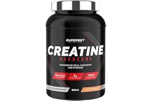 Superset Nutrition - Creatine Hardcore (1,5kg) - Poudre soluble - 3g de créatine monohydrate par dose, BCAA, Glucides - Récupération optimale et puissance - Adaptée aux sports intenses - Ice Tea Pêche