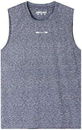 YMY Mens Sleeveless Moisture Wicking Cationic Muscle Tank Top T-Shirts 2209grey