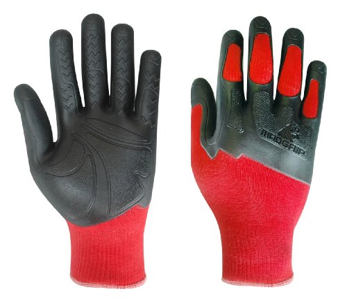 MadGrip "Pro Palm Knuckler Formula 100" 700914 Arbeitshandschuhe in bester Markenqualität, mit Knöchelschutz. Rot. Gr. S-M.