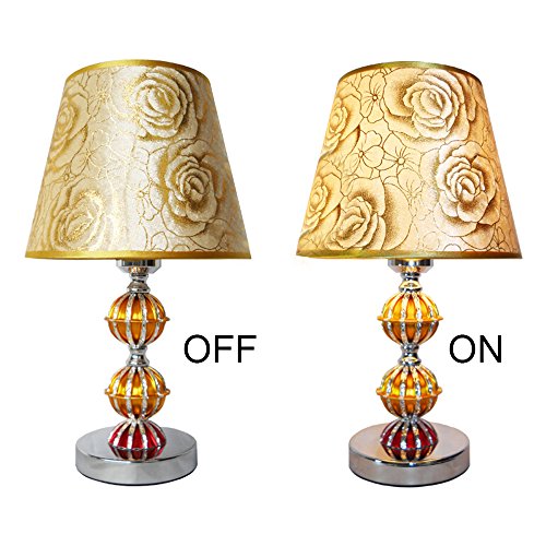 Eastlion Einfache moderne manuelle PVC-Lampenschirm für Tischleuchte, Wandleuchte, Nachttischlampe, Stehlampe mit E27 Lampenfassung Lampenschirm 14x22x17cm Gold- - 2