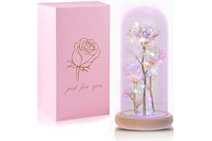 ANYINGKAI Róża w szkle, błyszczące róże, prezent dla kobiet, wieczna róża w szkle, prezent dla mamy, wieczny kwiat w szkle, róża piękna i Bestia, kwiat w szkle, róża na Walentynki