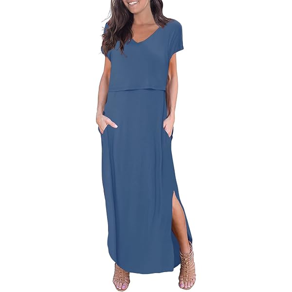 Robe Maternité Allaitement Happy Mama - Manches Courtes - Viscose/Élasthanne - Taille Unique