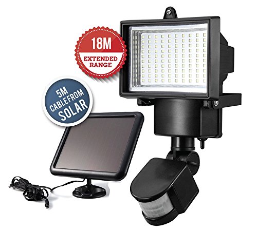 Luz de seguridad solar, sensor de movimiento para la pared del garaje del patio del jardín, aumento de la seguridad casera - energía eficiente - fácil instalar - impermeable (100)