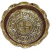 KishNiTa Pure Brass Small Thali(Plate) for Puja and Home Décor,150g(LengthXBreadth 10x10 cm)