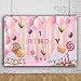 Produktbild Cassisy 3x2m Vinyl 1.Geburtstag Fotohintergrund Kleine Rosa Vorhang Ballons Lutscher Chevron Muster Fotoleinwand Hintergrund für Fotoshoot Fotostudio Requisiten Party Baby Photo Booth