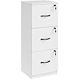 VASAGLE File Cabinet with 3 Drawers, Filing Cabinet for Home Office, Printer Stand, Lockable, Adjustable Hanging Rail, for A4 Files, Cloud White OFC055W14