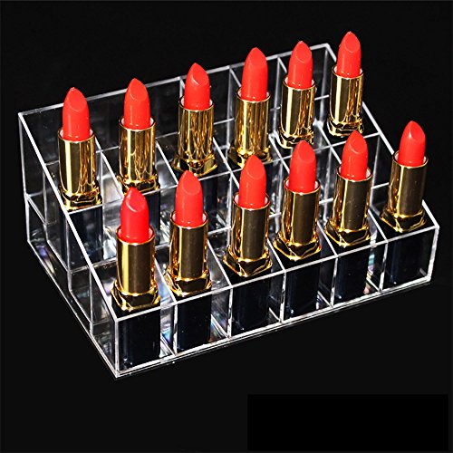 mobengo 24 Ständer Acryl Kosmetik Make-up Holder Organizer für Lippenstift, Pinsel CLEAR Case Display Rack transparent - 2
