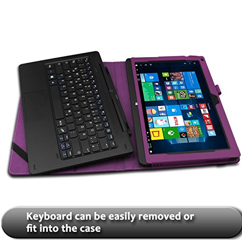 TrekStor SurfTab twin 11.6 Hülle Case -Infiland Slim Fit Folio PU-lederne dünne Kunstleder Schutzhülle Cover Tasche für TrekStor SurfTab twin 11.6 Volks-Tablet, 29,5 cm (11.6 Zoll 2in1 Tablet-PC) (mit Auto Schlaf / Wach Funktion,Tablet und Tastatur sind nicht entgehaltet) (Lila) - 5