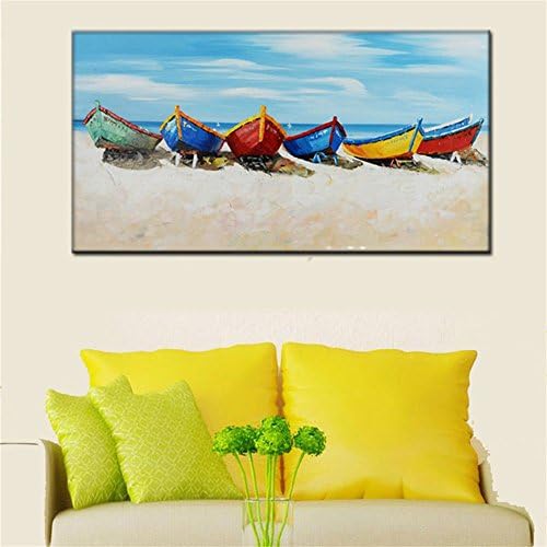 YCRD Modern Art Oil Painting Inkjet Printing Frameless Canvas Sailboat Home Living Room Wall Background Decoration Mural Print Ready To Hang,60×120Cm